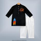 Jai Shree Ram Ð AyodhyaÕs Pride and Glory Kurta Set for Adults - BLACK - S (Chest 20")