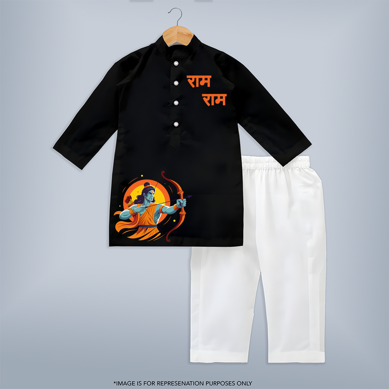 Jai Shree Ram Ð Shri Ram Bhakt Forever Kurta Set for Adults - BLACK - S (Chest 20")