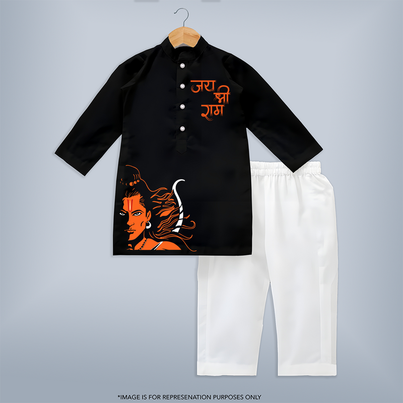 Jai Shree Ram Ð Sita Ram, The Divine Bond Kurta Set for Adults - BLACK - S (Chest 20")