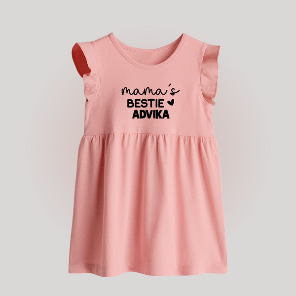 Mama's Bestie Baby Frock | Personalized Baby Outfit for Mama's Little Bestie - BABY PINK - 0 - 3 Months Old (Chest 17")