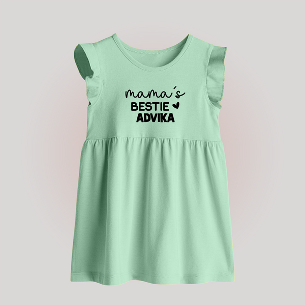Mama's Bestie Baby Frock | Personalized Baby Outfit for Mama's Little Bestie - MINT GREEN - 0 - 3 Months Old (Chest 17")