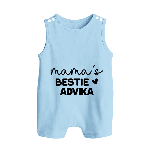 Mama's Bestie Romper Suit / Sleeveless Romper | Personalized Baby Outfit for Mama's Little Bestie - BABY BLUE - 0 - 5 Months Old (Chest 18")