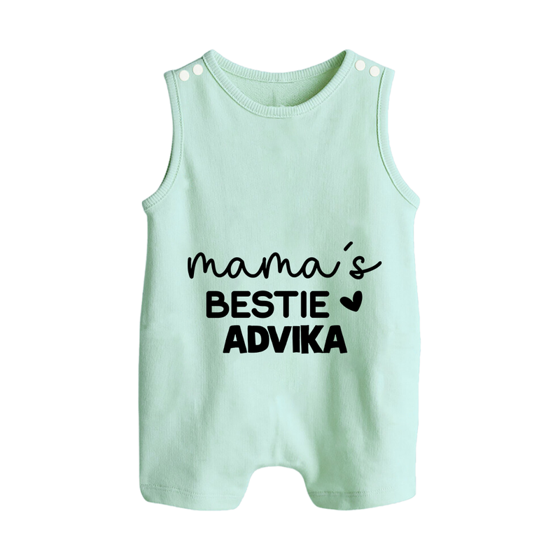 Mama's Bestie Romper Suit / Sleeveless Romper | Personalized Baby Outfit for Mama's Little Bestie - MINT GREEN - 0 - 5 Months Old (Chest 18")