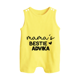 Mama's Bestie Romper Suit / Sleeveless Romper | Personalized Baby Outfit for Mama's Little Bestie - PASTEL YELLOW - 0 - 5 Months Old (Chest 18")