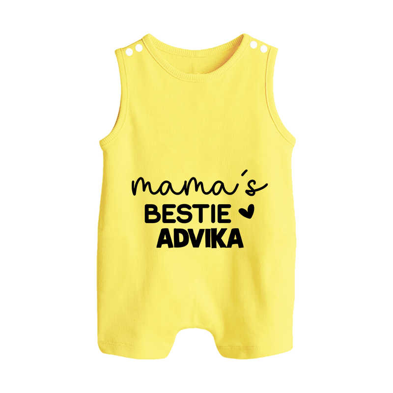 Mama's Bestie Romper Suit / Sleeveless Romper | Personalized Baby Outfit for Mama's Little Bestie - PASTEL YELLOW - 0 - 5 Months Old (Chest 18")