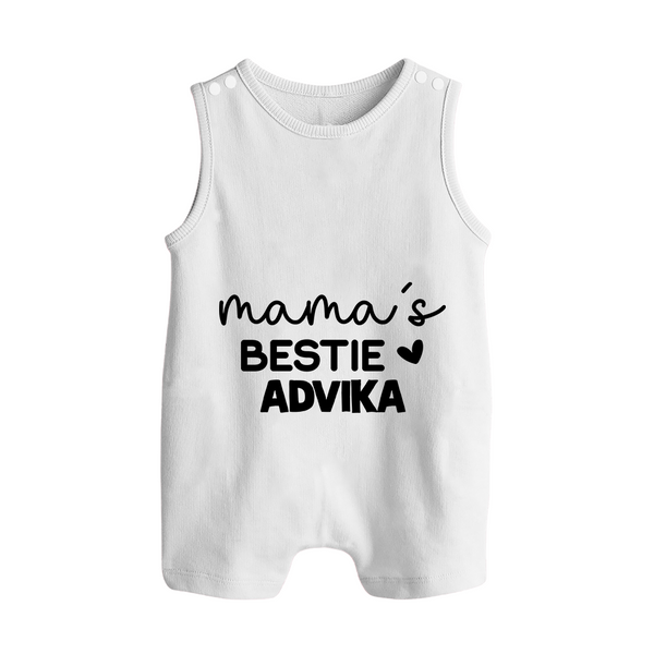 Mama's Bestie Romper Suit / Sleeveless Romper | Personalized Baby Outfit for Mama's Little Bestie - WHITE - 0 - 5 Months Old (Chest 18")