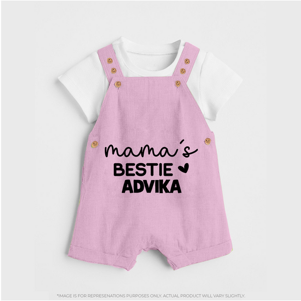 Mama's Bestie Dungaree Set | Personalized Baby Outfit for Mama's Little Bestie - BABY PINK - 0 - 5 Months Old (Chest 18")