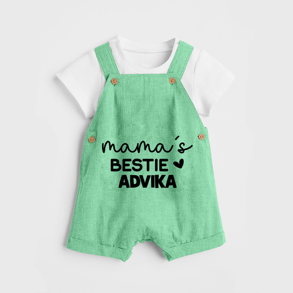 Mama's Bestie Dungaree Set | Personalized Baby Outfit for Mama's Little Bestie - GREEN - 0 - 5 Months Old (Chest 18")