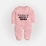 Mama's Bestie Sleep Suit / Full Sleeve Body Suit | Personalized Baby Outfit for Mama's Little Bestie - BABY PINK - New Born (Chest 7.5")