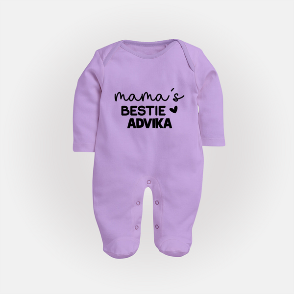 Mama's Bestie Sleep Suit / Full Sleeve Body Suit | Personalized Baby Outfit for Mama's Little Bestie - LILAC - New Born (Chest 7.5")