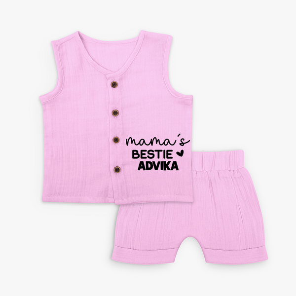 Mama's Bestie Jabla Set | Personalized Baby Outfit for Mama's Little Bestie - BABY PINK - 0 - 3 Months Old (Chest 9.8")