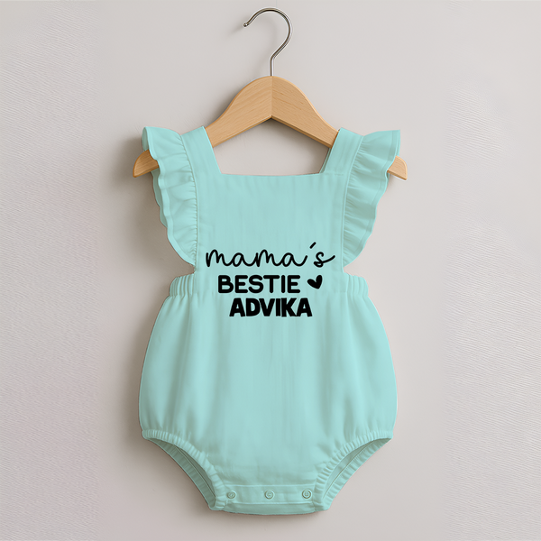 Mama's Bestie Romper Frock | Personalized Baby Outfit for Mama's Little Bestie - MINT GREEN - 0 - 3 Months Old (Chest 19")
