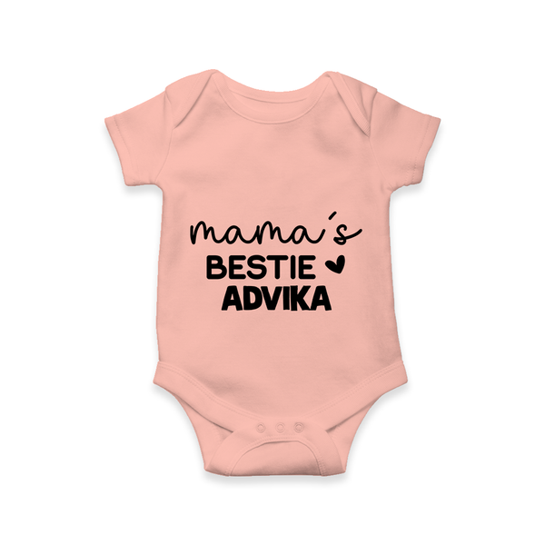 Mama's Bestie Romper / Onesie | Personalized Baby Outfit for Mama's Little Bestie - PEACH - New Born (Chest 14")