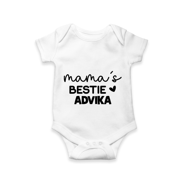 Mama's Bestie Romper / Onesie | Personalized Baby Outfit for Mama's Little Bestie - WHITE - New Born (Chest 14")