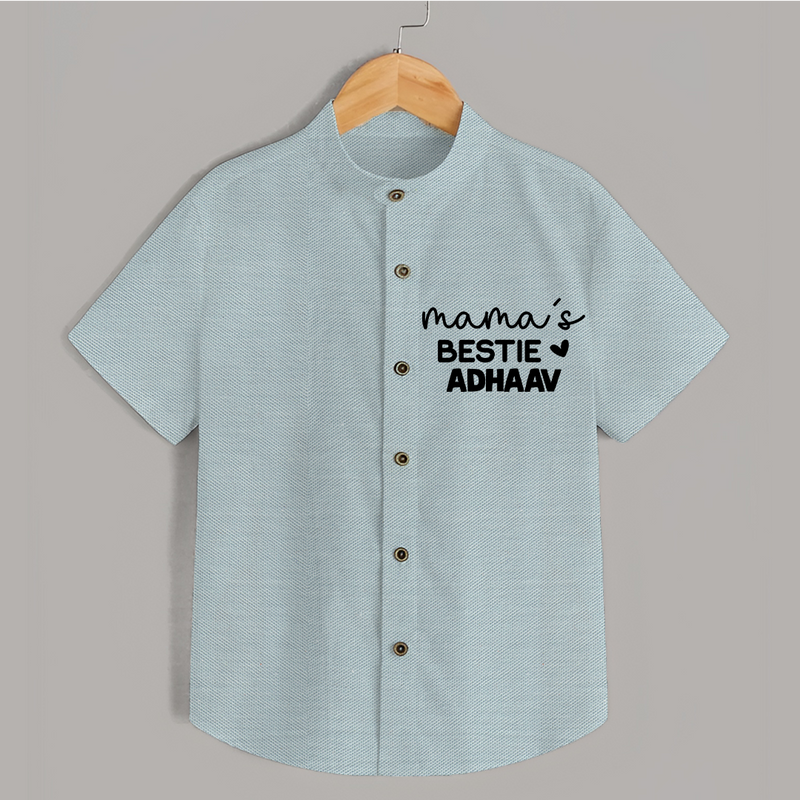Mama's Bestie Shirt | Personalized Baby Outfit for Mama's Little Bestie - ARCTIC BLUE - 0 - 6 Months Old (Chest 23")