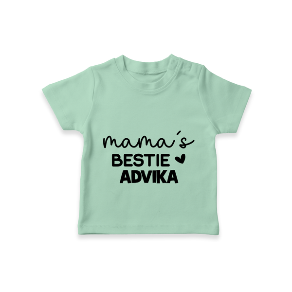 Mama's Bestie T-Shirt | Personalized Baby Outfit for Mama's Little Bestie - MINT GREEN - 0-5 Months Old (Chest 17")