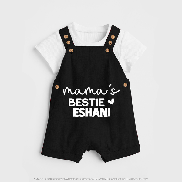 Mama's Bestie Dungaree Set | Personalized Baby Outfit for Mama's Little Bestie - BLACK - 0 - 5 Months Old (Chest 18")