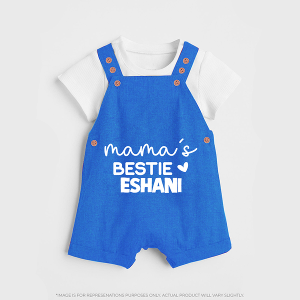 Mama's Bestie Dungaree Set | Personalized Baby Outfit for Mama's Little Bestie - COBALT BLUE - 0 - 5 Months Old (Chest 18")