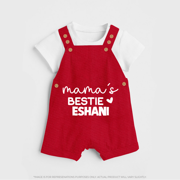 Mama's Bestie Dungaree Set | Personalized Baby Outfit for Mama's Little Bestie - RED - 0 - 5 Months Old (Chest 18")