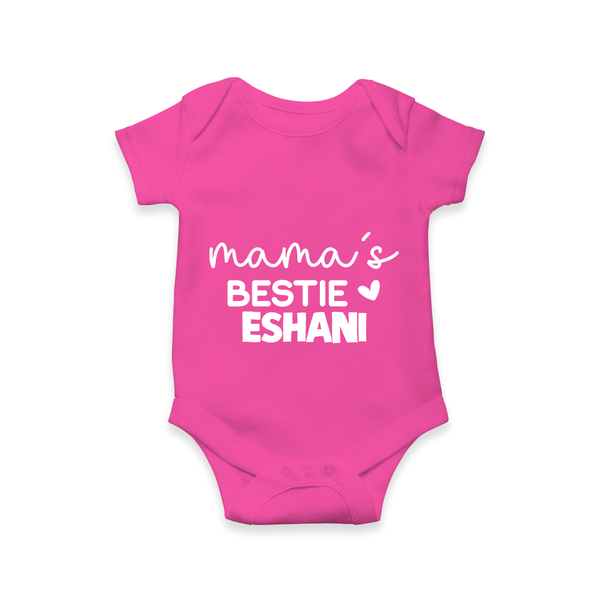 Mama's Bestie Romper / Onesie | Personalized Baby Outfit for Mama's Little Bestie - HOT PINK - New Born (Chest 14")