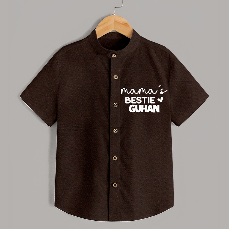 Mama's Bestie Shirt | Personalized Baby Outfit for Mama's Little Bestie - CHOCOLATE BROWN - 0 - 6 Months Old (Chest 23")