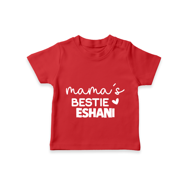 Mama's Bestie T-Shirt | Personalized Baby Outfit for Mama's Little Bestie - RED - 0-5 Months Old (Chest 17")