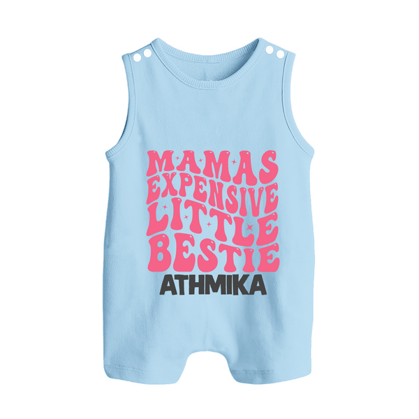 Mama's Expensive Little Bestie Romper Suit / Sleeveless Romper | Custom Name Baby Romper Suit / Sleeveless Romper for Mama's Darling - BABY BLUE - 0 - 5 Months Old (Chest 18")