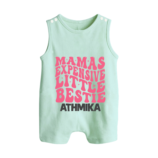 Mama's Expensive Little Bestie Romper Suit / Sleeveless Romper | Custom Name Baby Romper Suit / Sleeveless Romper for Mama's Darling - MINT GREEN - 0 - 5 Months Old (Chest 18")