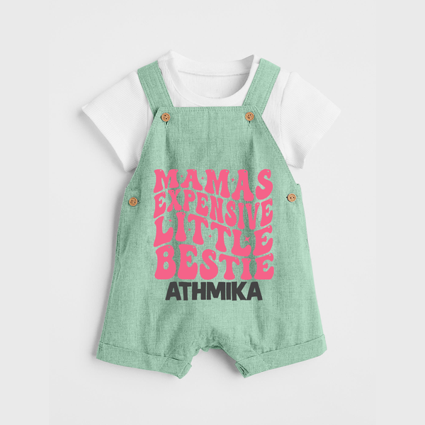 Mama's Expensive Little Bestie Dungaree Set | Custom Name Baby Dungaree Set for Mama's Darling - MINT GREEN - 0 - 5 Months Old (Chest 18")
