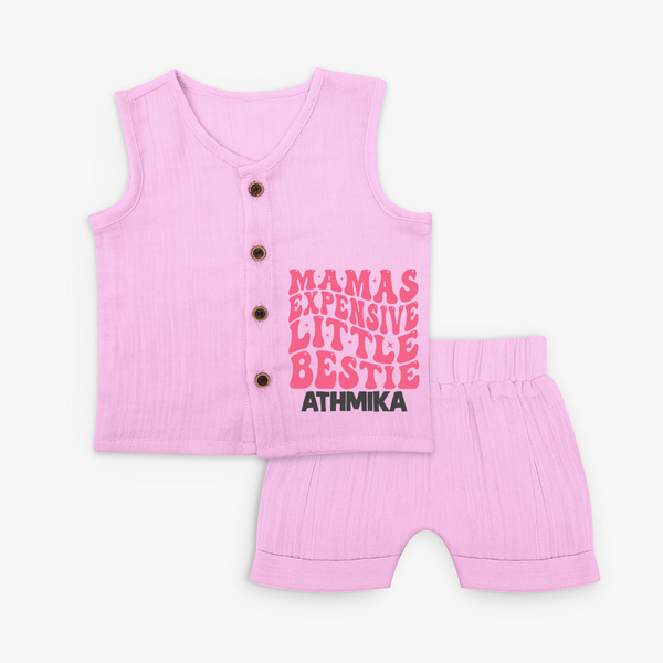 Mama's Expensive Little Bestie Jabla Set | Custom Name Baby Jabla Set for Mama's Darling - BABY PINK - 0 - 3 Months Old (Chest 9.8")