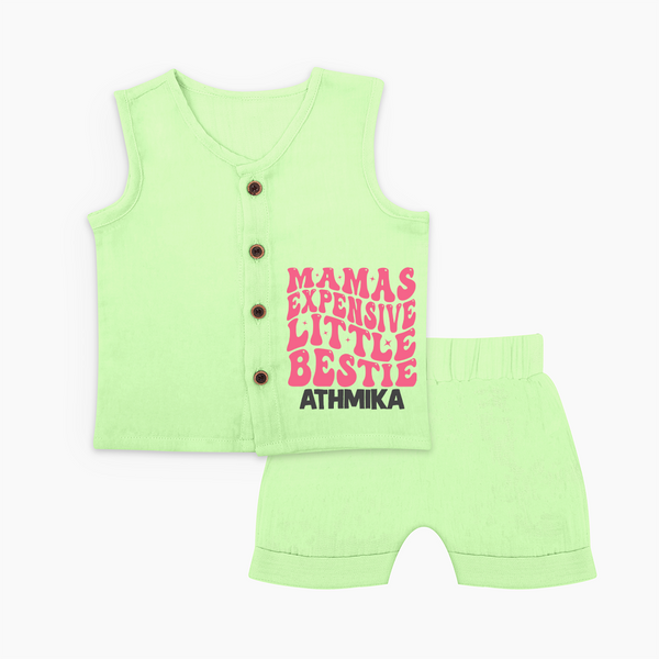 Mama's Expensive Little Bestie Jabla Set | Custom Name Baby Jabla Set for Mama's Darling - PASTEL GREEN - 0 - 3 Months Old (Chest 9.8")