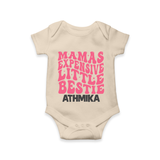 Mama's Expensive Little Bestie Romper / Onesie | Custom Name Baby Romper / Onesie for Mama's Darling - IVORY - New Born (Chest 14")