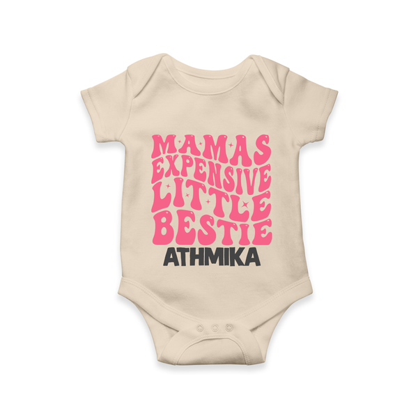 Mama's Expensive Little Bestie Romper / Onesie | Custom Name Baby Romper / Onesie for Mama's Darling - IVORY - New Born (Chest 14")