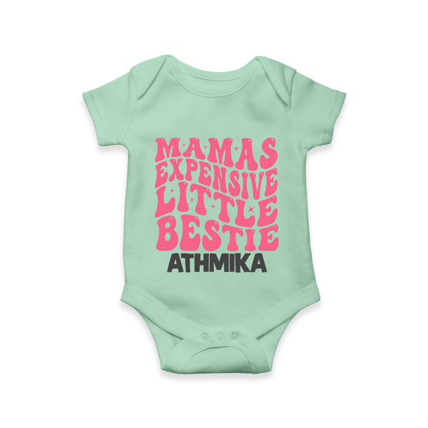 Mama's Expensive Little Bestie Romper / Onesie | Custom Name Baby Romper / Onesie for Mama's Darling - MINT GREEN - New Born (Chest 14")
