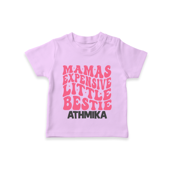 Mama's Expensive Little Bestie T-Shirt | Custom Name Baby T-Shirt for Mama's Darling - LILAC - 0-5 Months Old (Chest 17")