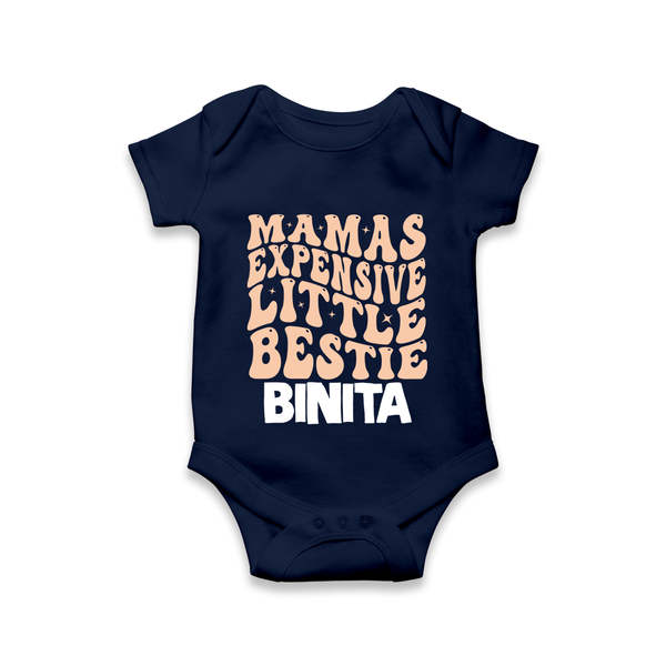 Mama's Expensive Little Bestie Romper / Onesie | Custom Name Baby Romper / Onesie for Mama's Darling - NAVY BLUE - New Born (Chest 14")