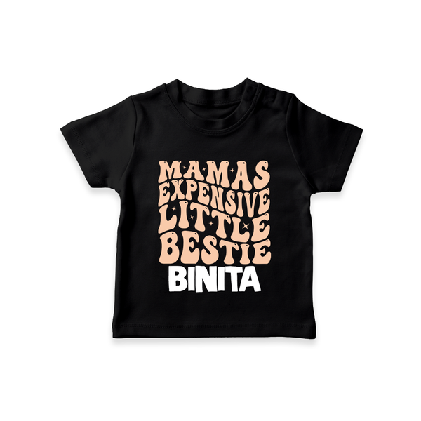 Mama's Expensive Little Bestie T-Shirt | Custom Name Baby T-Shirt for Mama's Darling - BLACK - 0-5 Months Old (Chest 17")