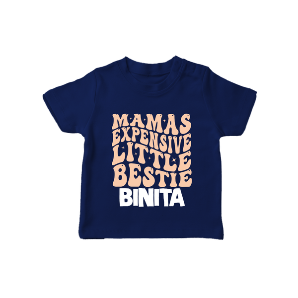 Mama's Expensive Little Bestie T-Shirt | Custom Name Baby T-Shirt for Mama's Darling - NAVY BLUE - 0-5 Months Old (Chest 17")