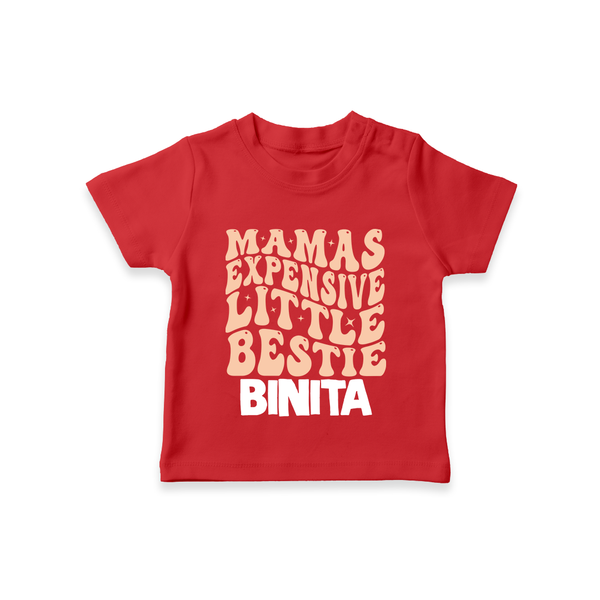 Mama's Expensive Little Bestie T-Shirt | Custom Name Baby T-Shirt for Mama's Darling - RED - 0-5 Months Old (Chest 17")