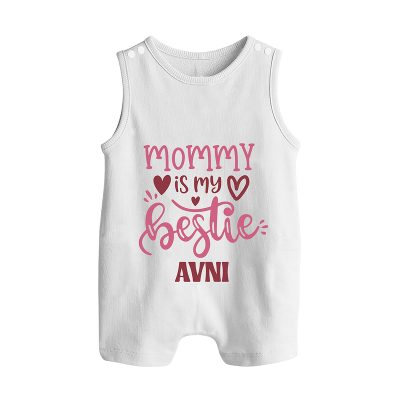 Mommy Is My Bestie Romper Suit / Sleeveless Romper | Personalized Baby Outfit for Mommy's Bestie - WHITE - 0 - 5 Months Old (Chest 18")