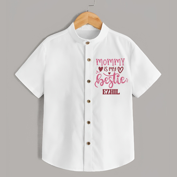 Mommy Is My Bestie Shirt | Personalized Baby Outfit for Mommy's Bestie - WHITE - 0 - 6 Months Old (Chest 23")