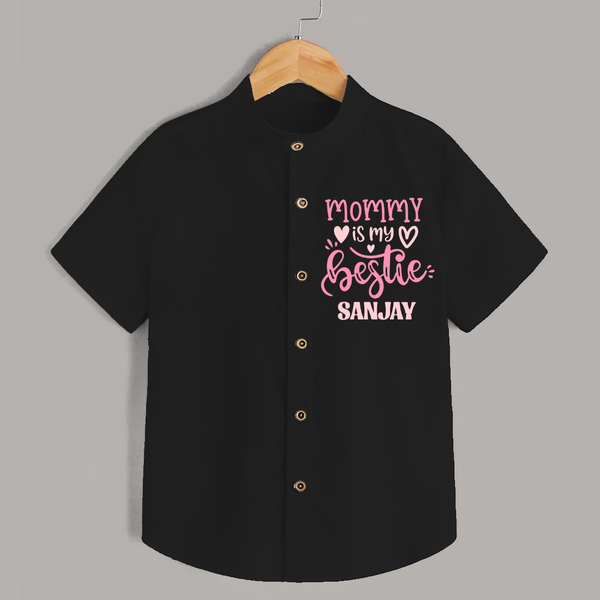 Mommy Is My Bestie Shirt | Personalized Baby Outfit for Mommy's Bestie - BLACK - 0 - 6 Months Old (Chest 23")