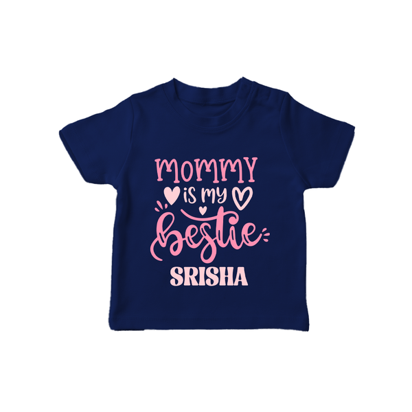 Mommy Is My Bestie T-Shirt | Personalized Baby Outfit for Mommy's Bestie - NAVY BLUE - 0-5 Months Old (Chest 17")
