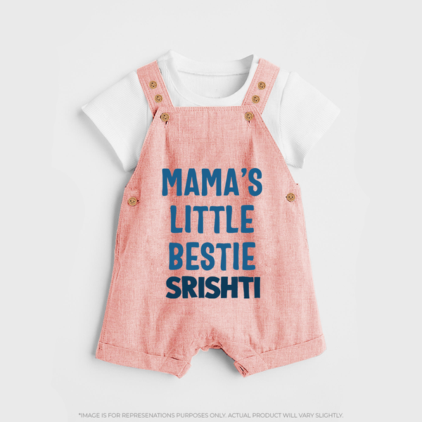 Mama's Little Bestie Dungaree Set | Custom Baby Dungaree Set for Mama's Little One - PEACH - 0 - 5 Months Old (Chest 18")
