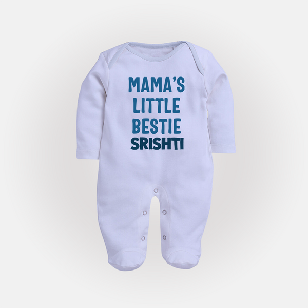Mama's Little Bestie Sleep Suit / Full Sleeve Body Suit | Custom Baby Sleep Suit / Full Sleeve Body Suit for Mama's Little One - BABY BLUE - New Born (Chest 7.5")