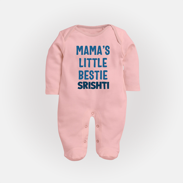Mama's Little Bestie Sleep Suit / Full Sleeve Body Suit | Custom Baby Sleep Suit / Full Sleeve Body Suit for Mama's Little One - BABY PINK - New Born (Chest 7.5")