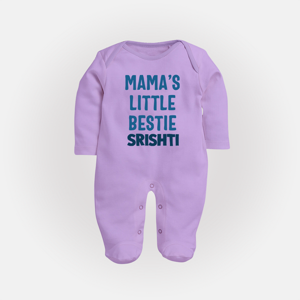 Mama's Little Bestie Sleep Suit / Full Sleeve Body Suit | Custom Baby Sleep Suit / Full Sleeve Body Suit for Mama's Little One - LILAC - New Born (Chest 7.5")