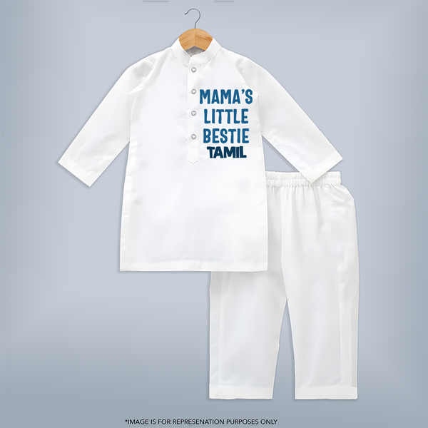 Mama's Little Bestie Kurta Set | Custom Baby Kurta Set for Mama's Little One - WHITE - 3 - 6 Months Old (Chest 24", Kurta Length 14'', Waist 19", Pant Length 14")