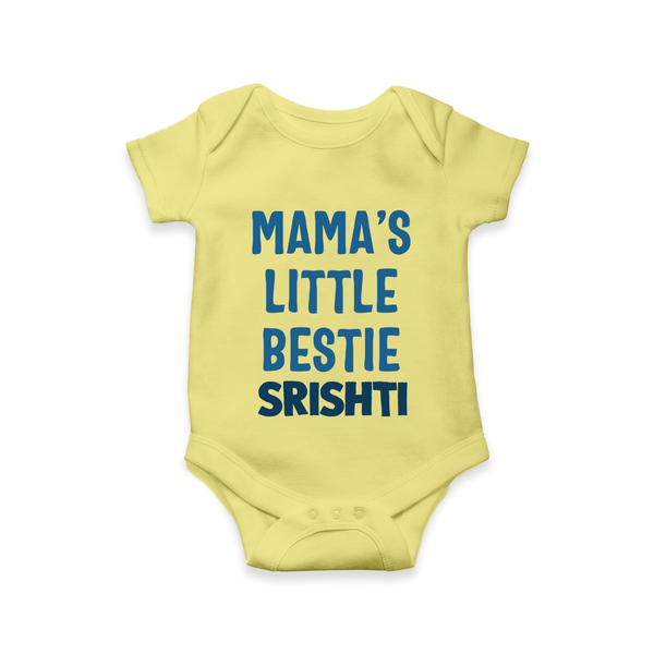 Mama's Little Bestie Romper / Onesie | Custom Baby Romper / Onesie for Mama's Little One - PASTEL YELLOW - New Born (Chest 14")