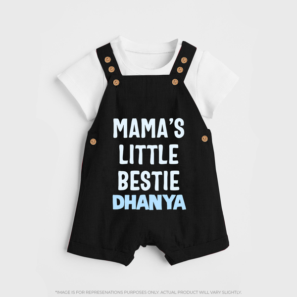 Mama's Little Bestie Dungaree Set | Custom Baby Dungaree Set for Mama's Little One - BLACK - 0 - 5 Months Old (Chest 18")